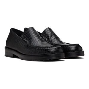 By Far Rafael Croc Embossed Black Loafers